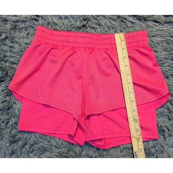 Under Armour Womens Pink Semi-Fitted Heatgear Athletic Running Shorts Lined XS-S - Picture 7 of 8